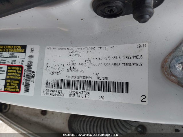 Toyota 1ur-fe 2015 5TFUM5F19FX059969 Image 18