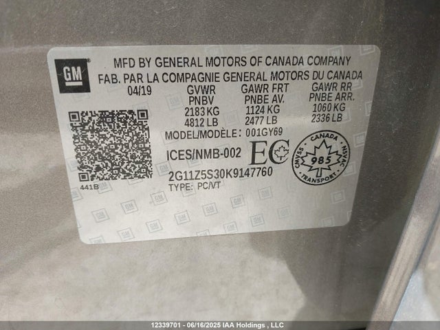 2G11Z5S30K9147760 Chevrolet lfx - spark ignited direct injection, vvt, e85 max, alum
