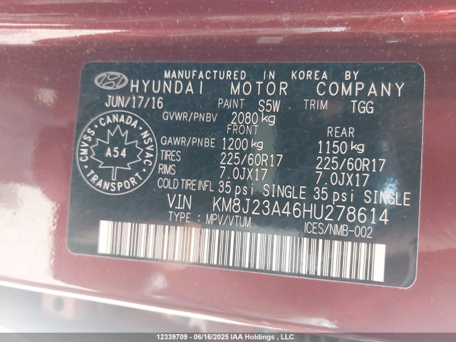 KM8J23A46HU278614 Hyundai gdi nu