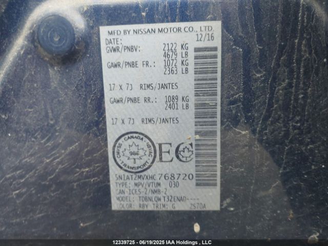 5N1AT2MVXHC768720 Nissan Rogue
