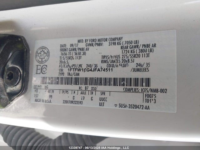 1FTFW1EG4JFA74511 Ford 3.5l gtdi