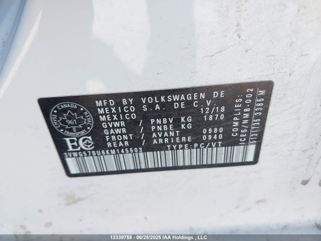 3VWG57BU6KM145503 Volkswagen 1.4 tsi