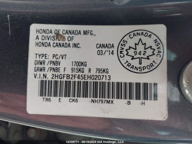 2HGFB2F45EH020713 Honda r18z1