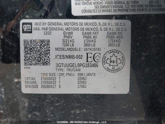 3GTUUGEL0PG183486 GMC l87