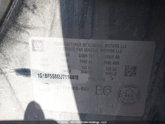 1G1BF5SM3J7114418 Chevrolet le2 -di: direct injection, vvt: variable valve timing, gen, alum