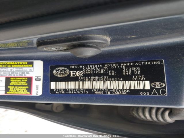 2T1BURHE5GC590214 Toyota 2zr-fe