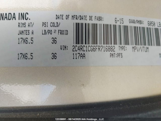 2C4RC1CG6FR716882 Chrysler 2015