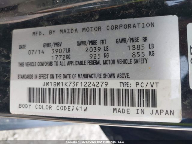 JM1BM1K73F1224279 Mazda Mazda3 Gx