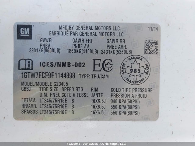 1GTW7FCF9F1144898 GMC l20