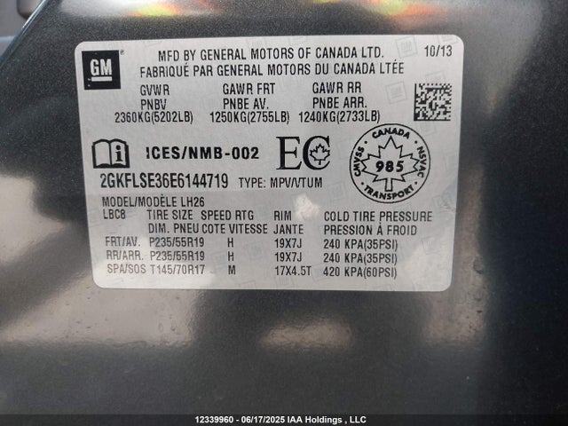 GMC lfx - vvt, e85 max, aluminum 2014 2GKFLSE36E6144719 Image 9