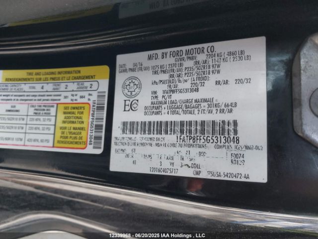 1FATP8FF5G5313048 Ford 2016