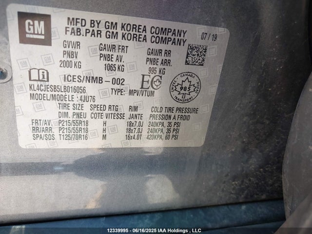 KL4CJESB5LB016056 Buick luv: mfi, variable valve timing, alum, e85 max