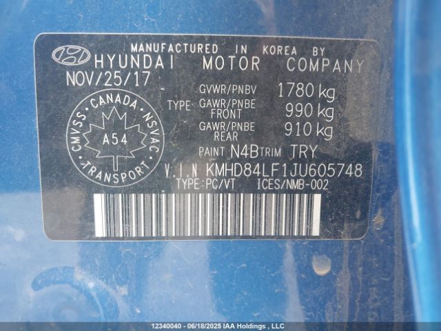 KMHD84LF1JU605748 Hyundai mpi nu