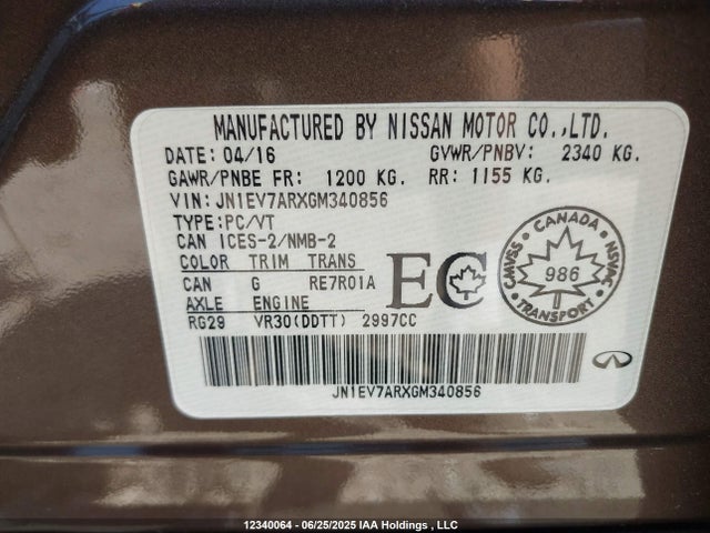 JN1EV7ARXGM340856 Infiniti 2016