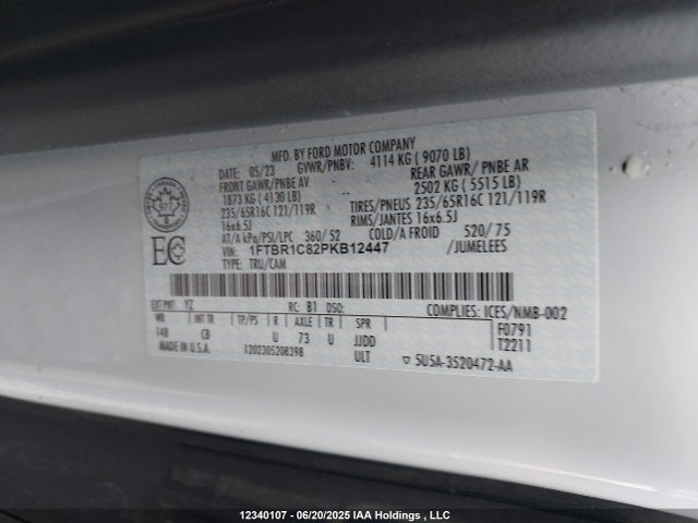 Ford 3.5l v6 cyclone 2023 1FTBR1C82PKB12447 Image 9