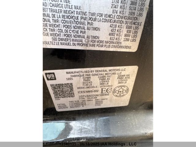 1GTU9AED1NZ160450 GMC l84