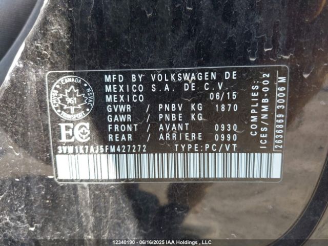 3VW1K7AJ5FM427272 Volkswagen 2015