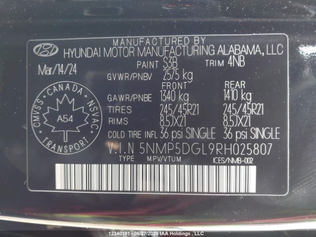 5NMP5DGL9RH025807 Hyundai t-gdi theta iii