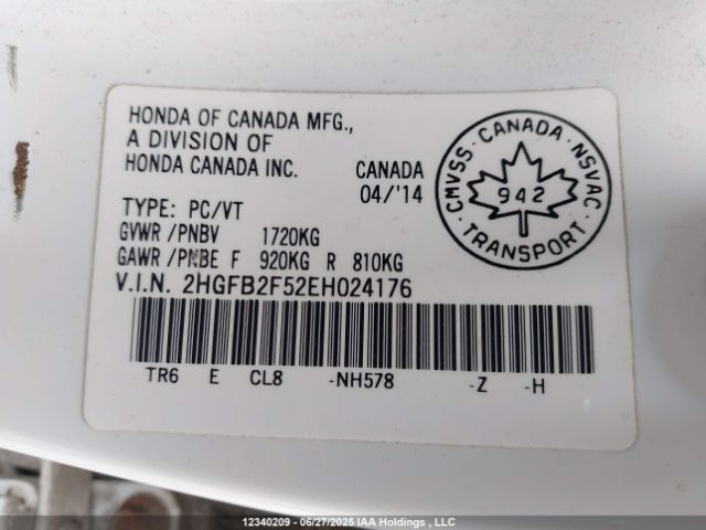 2HGFB2F52EH024176 Honda r18z1