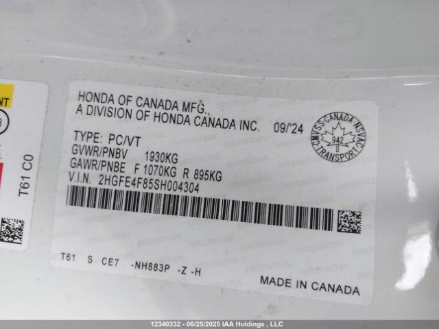 2HGFE4F85SH004304 Honda lfc3