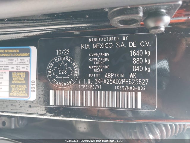 3KPA25AD2PE625627 KIA mpi gamma ii