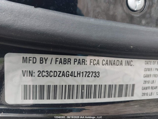 2C3CDZAG4LH172733 Dodge 2020