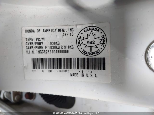 1HGCR2E32GA800869 Honda k24w1