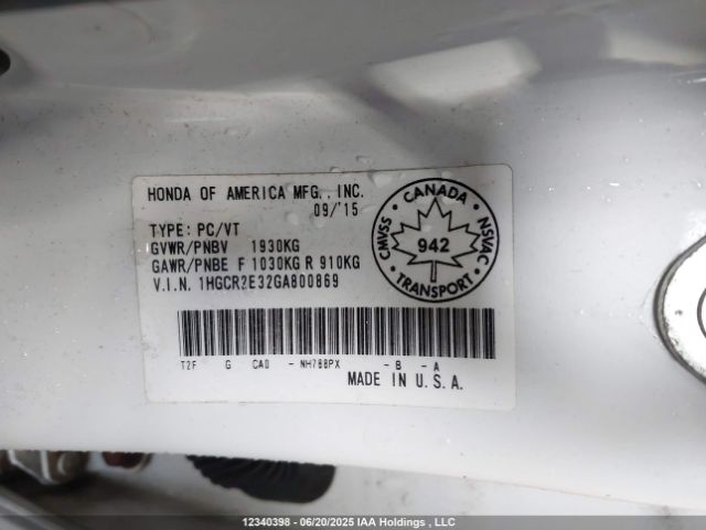 1HGCR2E32GA800869 Honda k24w1