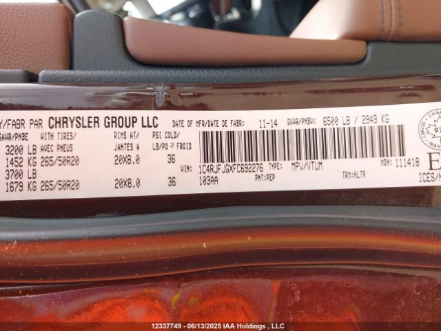 1C4RJFJGXFC692276 Jeep Grand Cherokee Summit