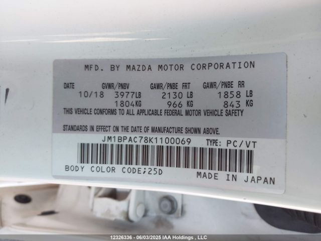 JM1BPAC78K1100069 Mazda Mazda3 Gs
