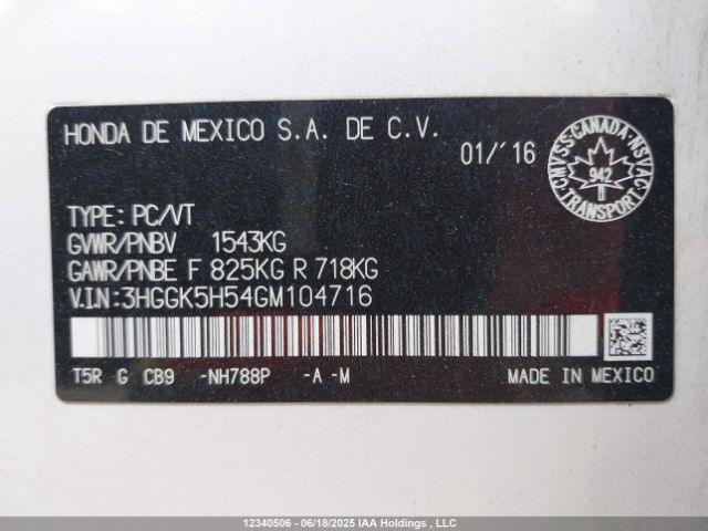 3HGGK5H54GM104716 Honda l15b1