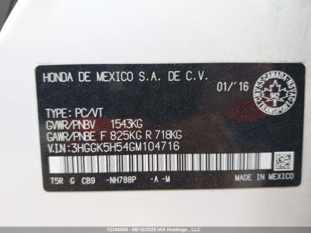 3HGGK5H54GM104716 Honda l15b1