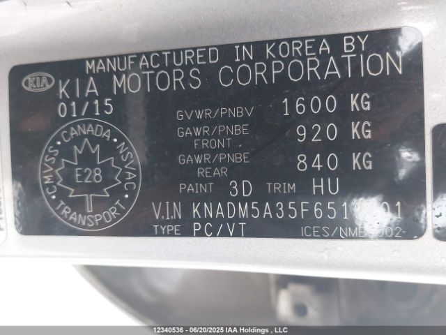 KNADM5A35F6519401 KIA dohc gamma