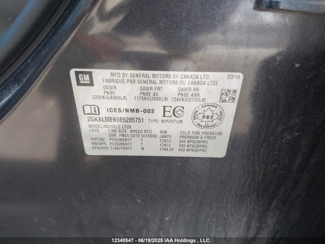 2GKALMEK9E6285751 GMC lea - flex fuel (gas/alc), aluminum, high output