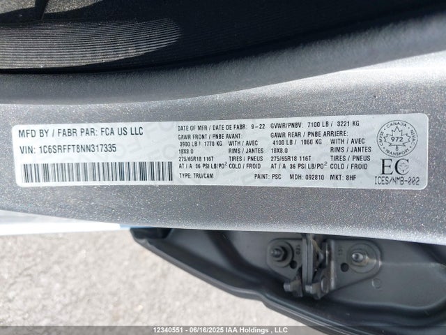 RAM 1500 2022 1C6SRFFT8NN317335 Image 9