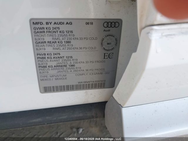 WA1BNAFY4J2207410 Audi 2018