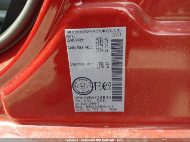 1N4BL4CW9SN354845 Nissan Altima