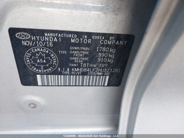 KMHD84LF2HU321281 Hyundai 2017