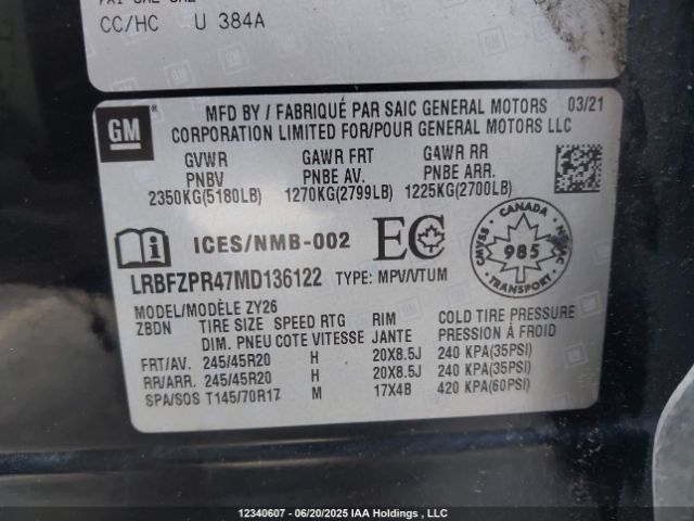 LRBFZPR47MD136122 Buick Envision