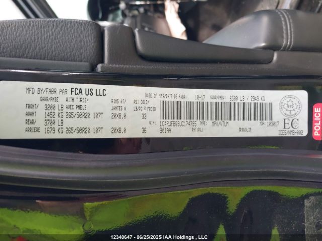 1C4RJFBG9JC174795 Jeep Grand Cherokee