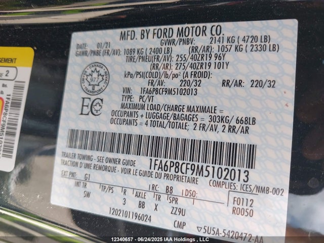 Ford tivct 2021 1FA6P8CF9M5102013 Image 9