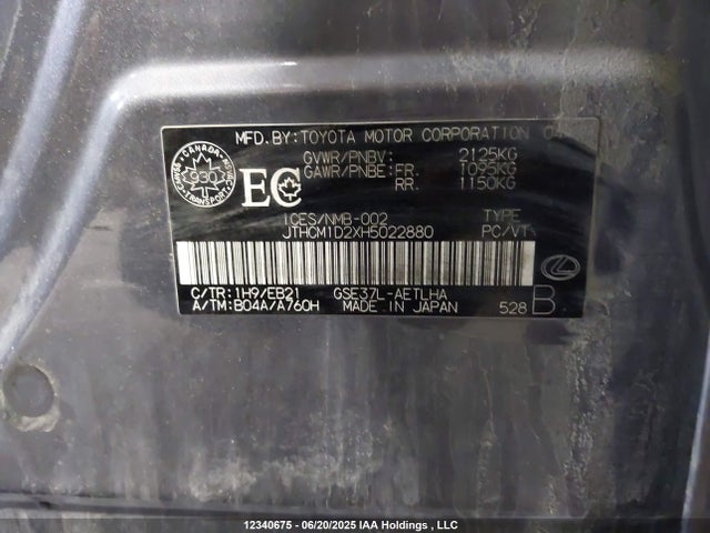 JTHCM1D2XH5022880 Lexus 2gr-fse