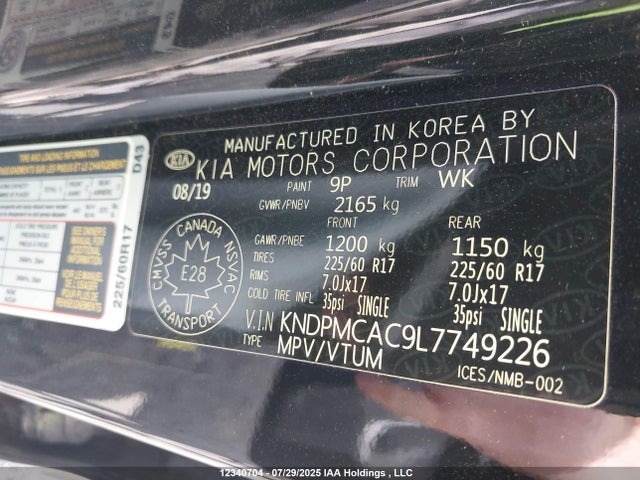 KNDPMCAC9L7749226 KIA gdi theta ii