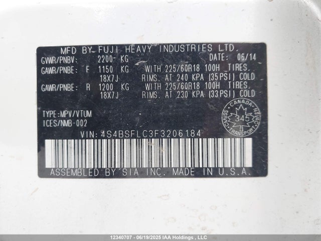 4S4BSFLC3F3206184 Subaru 3.6l c0