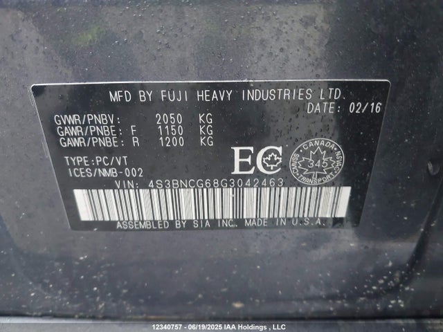 4S3BNCG68G3042463 Subaru 2.5l c0