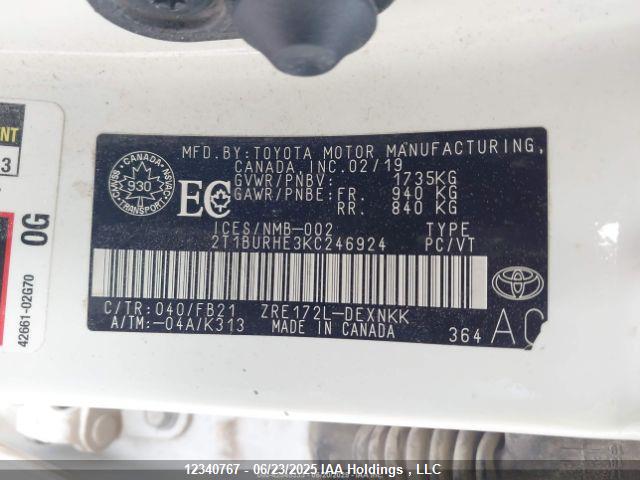 Toyota 2zr-fe 2019 2T1BURHE3KC246924 Image 10