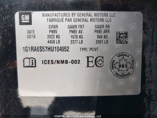 1G1RA6S57HU104952 Chevrolet l3a - di: direct injectio, vvt: variable valve timing, hybrid, gen 1