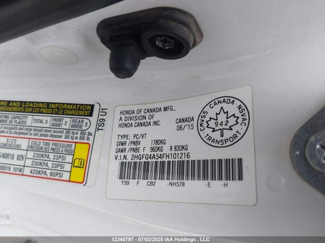 2HGFG4A54FH101216 Honda k24z7