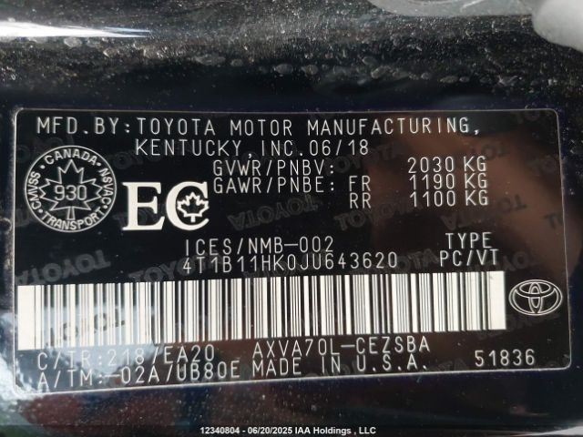 4T1B11HK0JU643620 Toyota a25a-fks