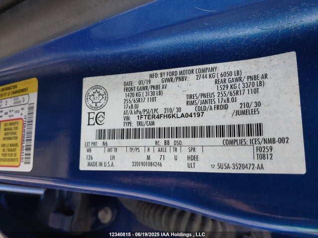 1FTER4FH6KLA04197 Ford 2019